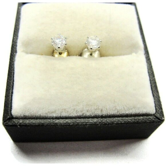 925 Sterling Silver Cubic Zirconia Post Stud Earrings Vintage - Picture 3 of 4